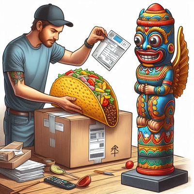 I did not want to write
another cheesy taco poem
But the Taco Poem Totem
came to me and asked for more
I said OK, I’ll try it out
and this is what I penned:
I’ll send you a taco in the mail
because you are my friend
